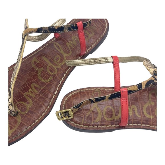 Sam Edelman Gigi Leather Snake Animal Print Dyed Fur Flip Flop Flat Sandals 8.5 - Picture 8 of 10